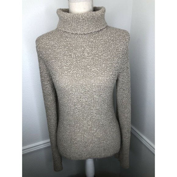 Women's J. Crew Petite Medium Cowl Neck Beige Long Sleeve Sweater - Picture 1 of 6